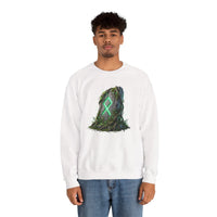 Othala Rune Ancient Stone Sweatshirt - Heavy Blend Cotton Polyester Crewneck - Unisex White