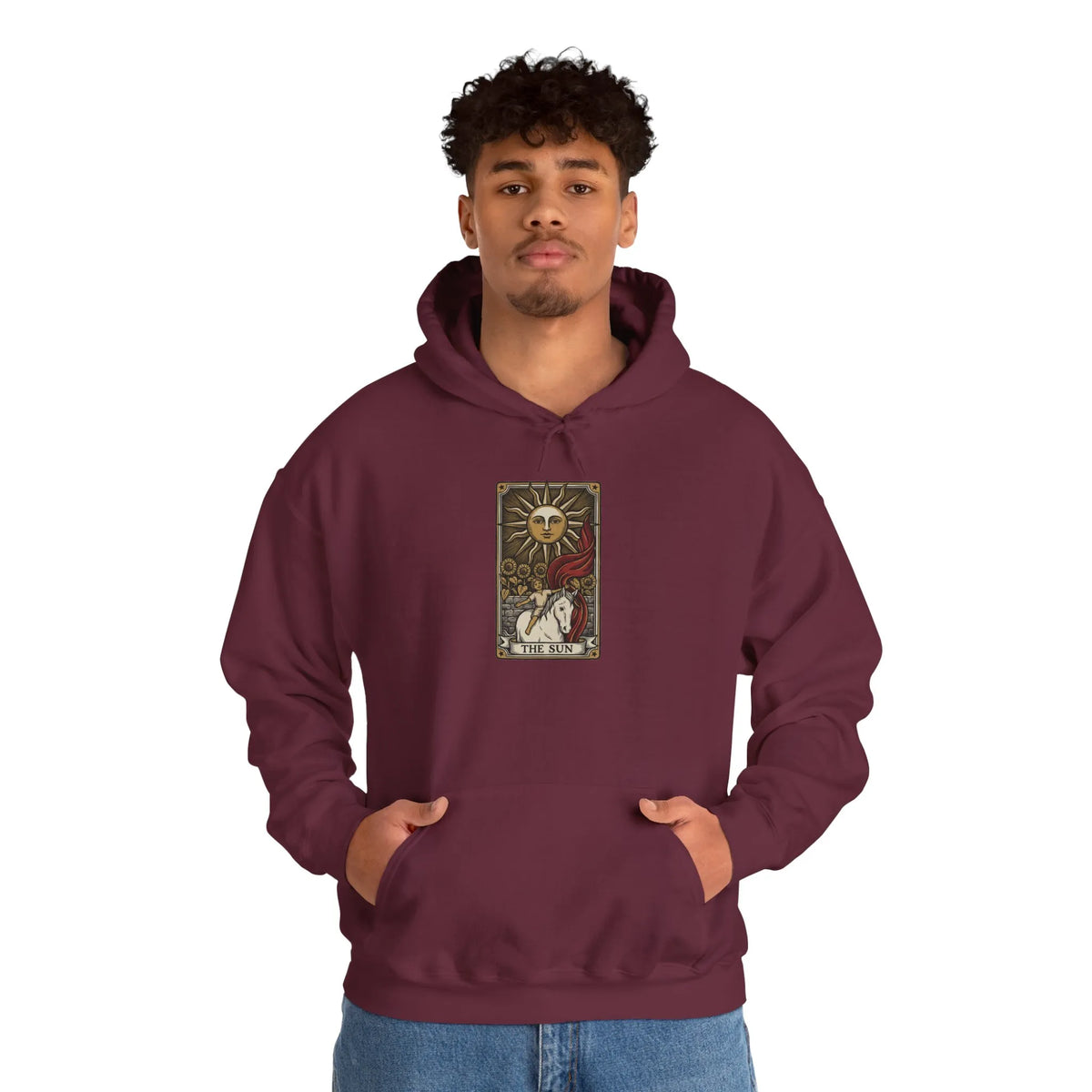 The Sun Tarot Card Hoodie - Heavy Blend Cotton-Poly Fleece Pullover - Unisex White