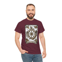 Wheel of Fortune Tarot Graphic T-Shirt - Heavyweight Cotton Classic Fit - Unisex White