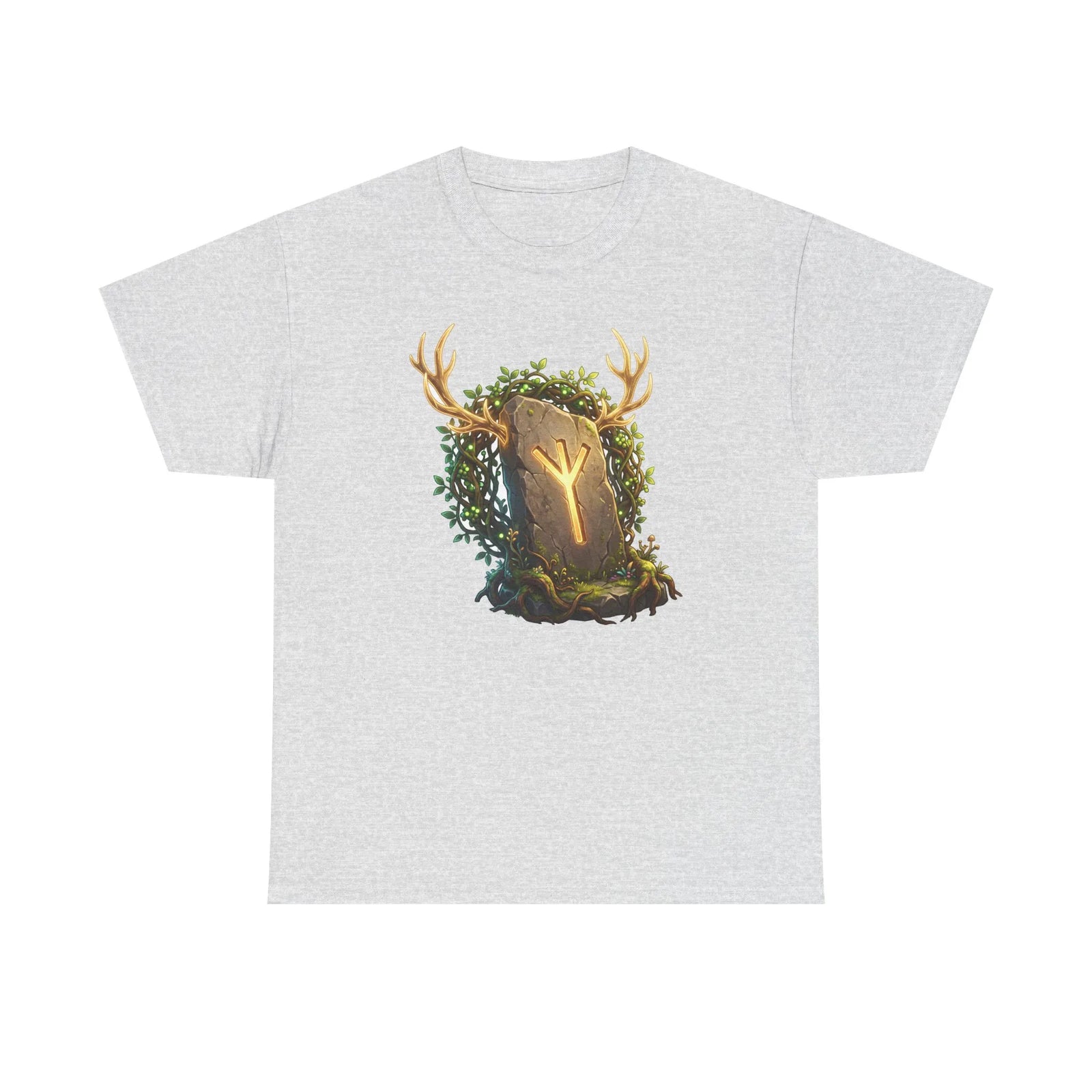 Elhaz Rune Elk Protection T-Shirt - Heavy Cotton Classic Fit Tee - Unisex White