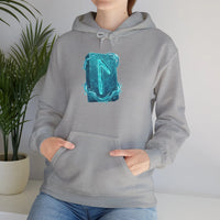 Laguz Water Rune Graphic Hoodie - Soft Fleece Blend Pullover - Unisex White