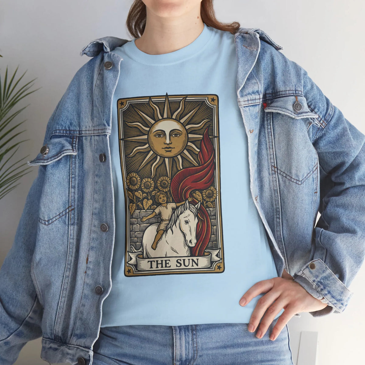 Tarot The Sun Card T-Shirt - Medium Weight 100% Cotton Tee - Unisex White