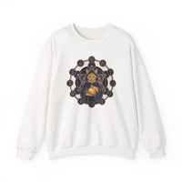 Sacred Geometry Alchemist Cat Sweatshirt - Heavy Blend Fleece Crewneck - Unisex White
