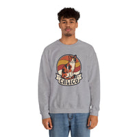 Calico Cat Retro 70s Sunset Sweatshirt - Heavy Blend Classic Fit Fleece - Unisex White