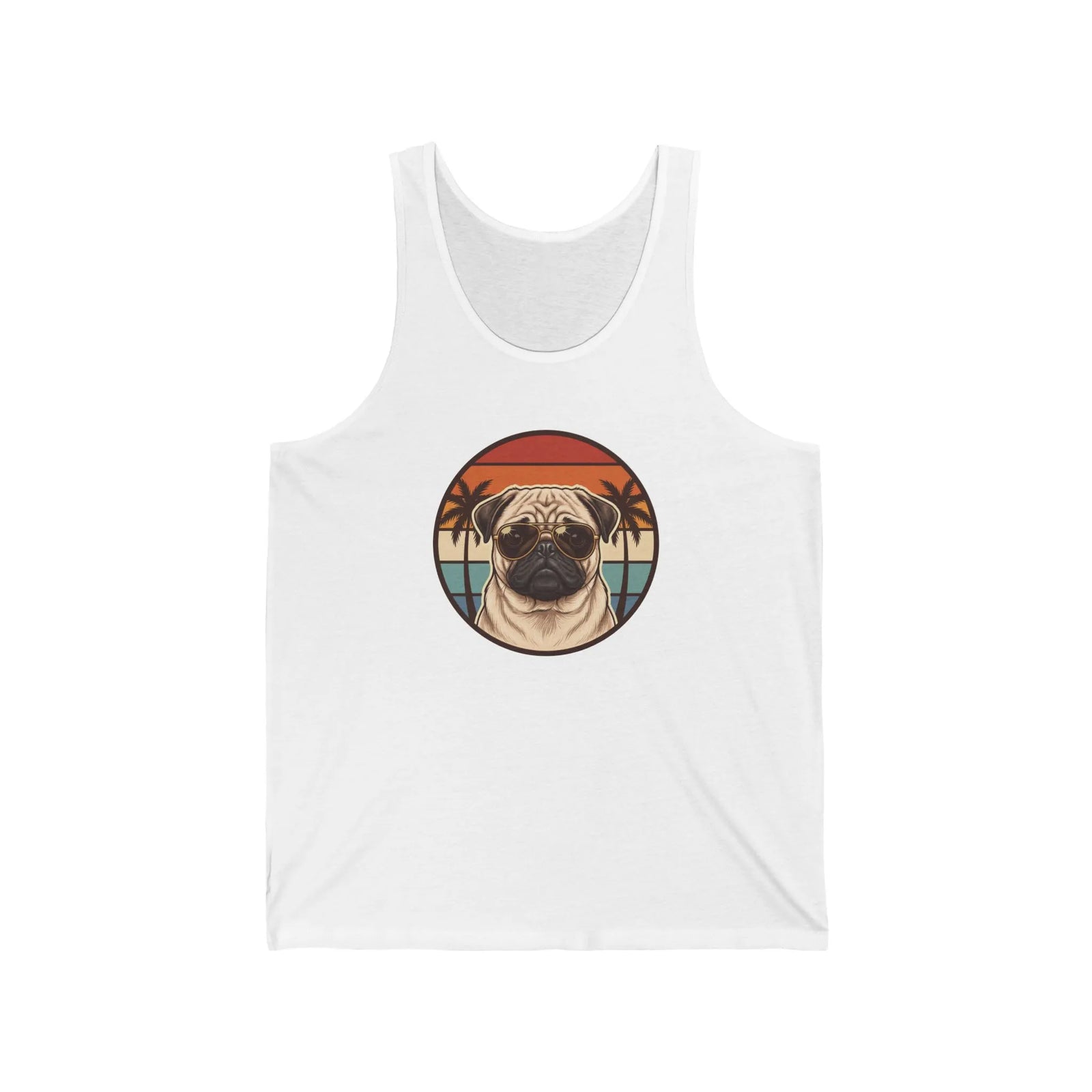 Pug 70s Sunset Aviator Tank Top - Lightweight Ringspun Cotton Jersey - Unisex Athletic Heather