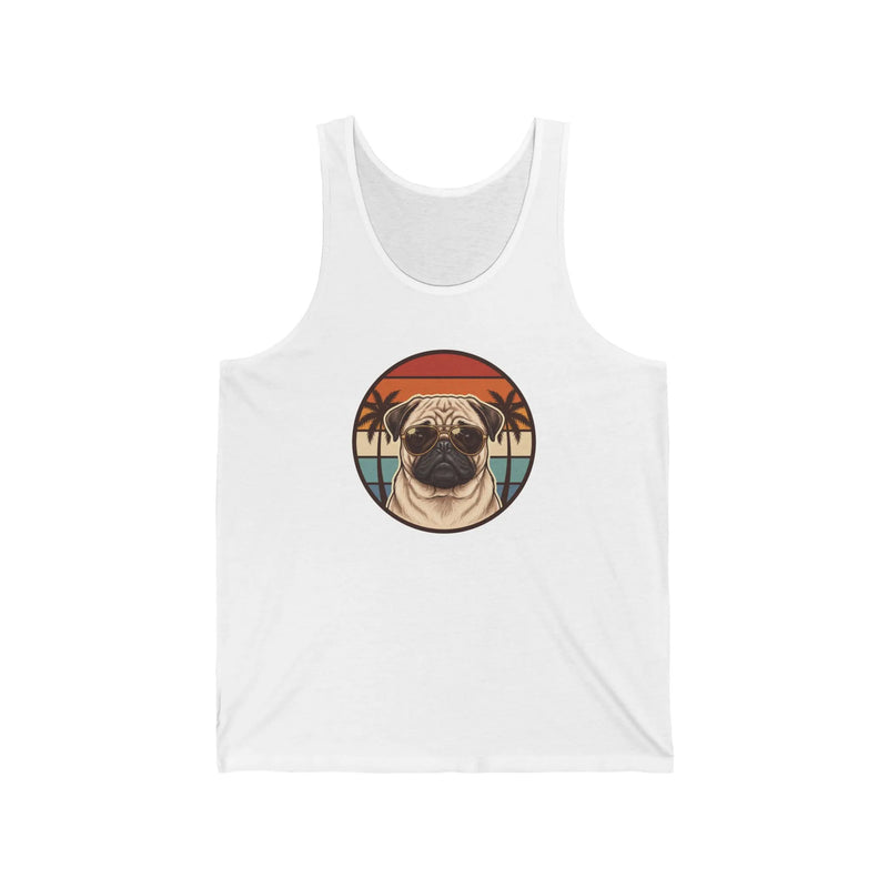 Pug 70s Sunset Aviator Tank Top - Lightweight Ringspun Cotton Jersey - Unisex Athletic Heather