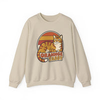 Orange Tabby Retro Sunset Graphic Sweatshirt - Heavy Blend Crewneck Fleece - Unisex White
