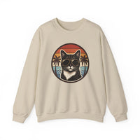 Tuxedo Cats 70s Sunset Sweatshirt - Heavy Blend Fleece Crewneck - Unisex White