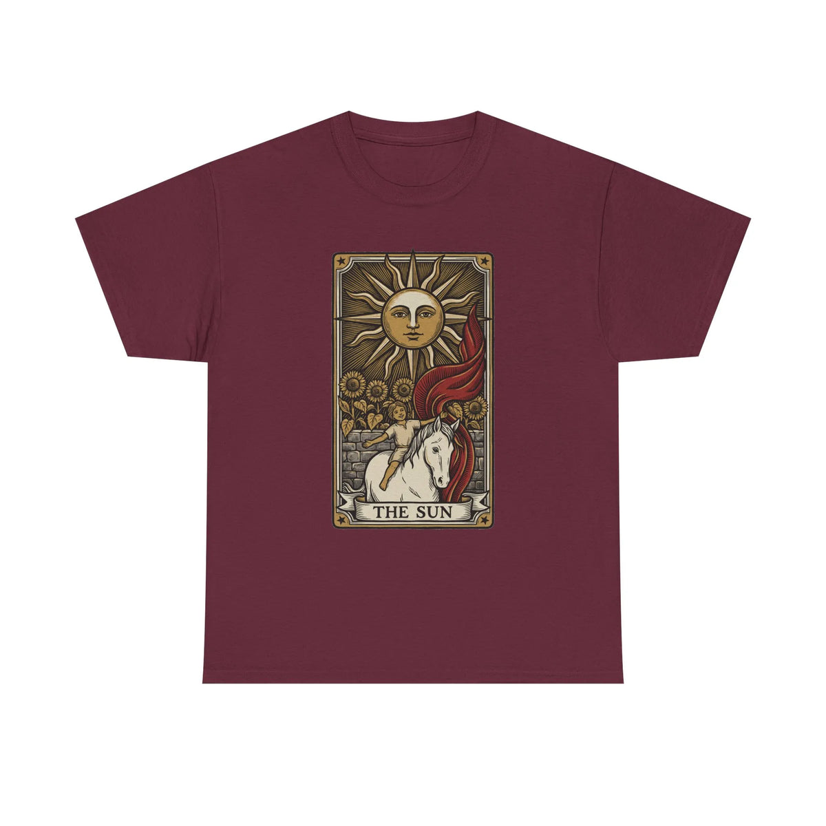 Tarot The Sun Card T-Shirt - Medium Weight 100% Cotton Tee - Unisex White