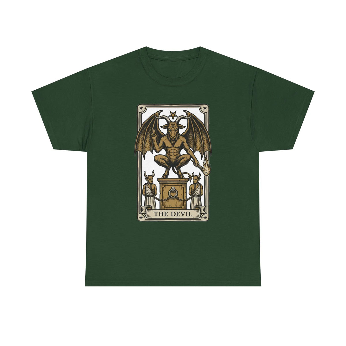 The Devil Tarot Card Graphic T-Shirt - Heavy Cotton Classic Fit Tee - Unisex White
