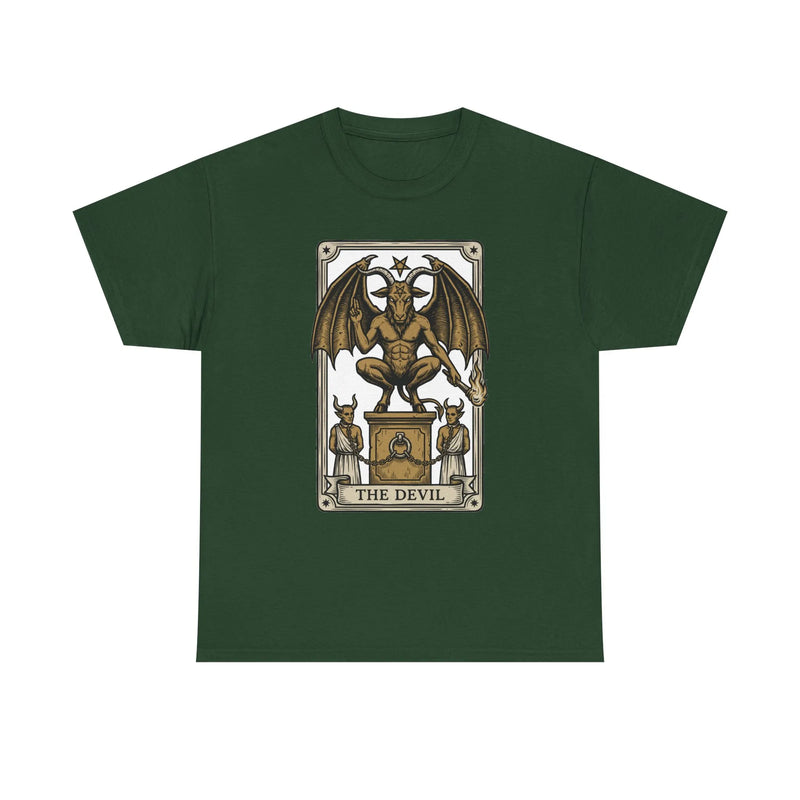 The Devil Tarot Card Graphic T-Shirt - Heavy Cotton Classic Fit Tee - Unisex White