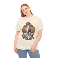 Great Dane Retro 70s Sunset Graphic T-Shirt - Heavy Cotton Classic Fit Tee - Unisex White