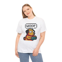 8-Bit Pixel Gaming Dog T-Shirt - Heavy Cotton Classic Fit Tee - Unisex White