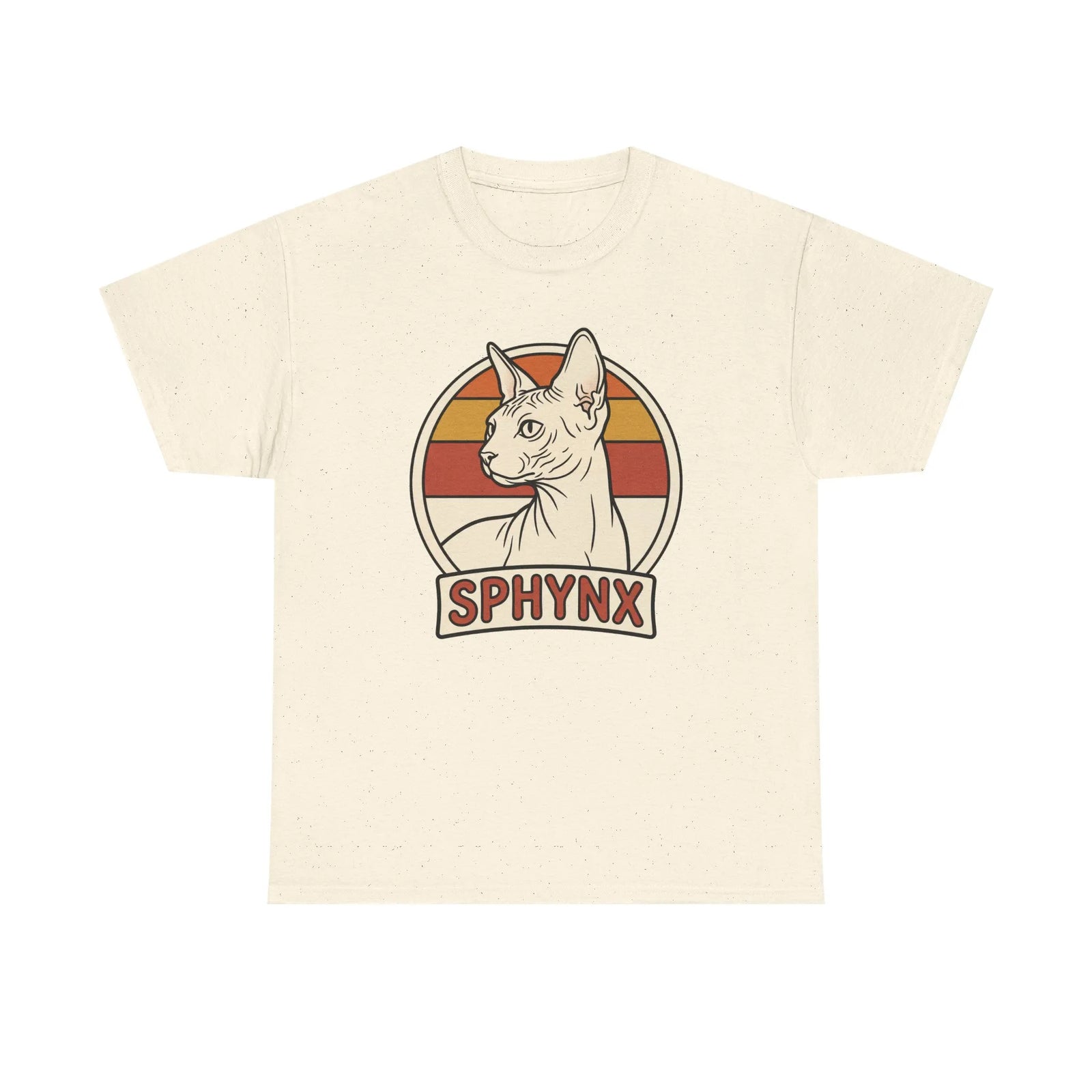 Sphynx Retro 70s Sunset Graphic T-Shirt - Heavy Cotton Classic Fit Tee - Unisex Off White