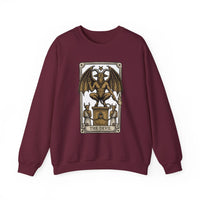 Devil Tarot Card Graphic Sweatshirt - Heavy Blend Fleece Crewneck - Unisex White