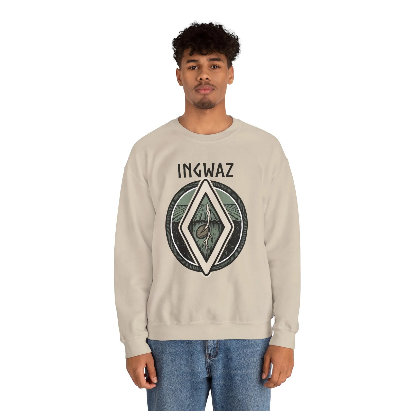 Ingwaz Rune Seed Potential Sweatshirt - Classic Fit Heavy Blend Crewneck - Unisex Ash