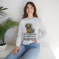 Good Boy 8-Bit Pixel Dogs Sweatshirt - Heavyweight Cotton Blend Crewneck - Unisex White