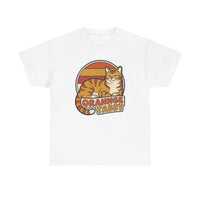 Retro 70s Sunset Orange Tabby T-Shirt - Heavyweight 100% Cotton Classic Fit - Unisex Off White