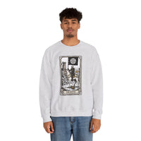 Tarot Death Card Graphic Sweatshirt - Heavy Blend Classic Fit Crewneck - Unisex White
