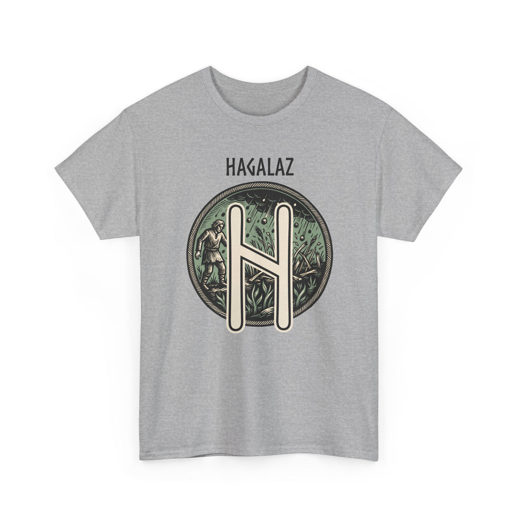 Hagalaz Rune Nordic Graphic T-Shirt - Heavy Cotton Classic Fit Tee - Unisex White