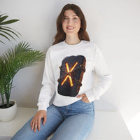 Gebo Rune Stone Graphic Sweatshirt - Medium Heavy Fleece Crewneck - Unisex White