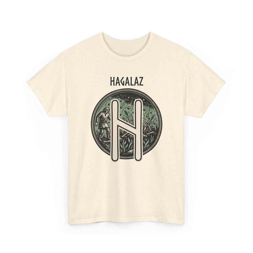 Hagalaz Rune Nordic Graphic T-Shirt - Heavy Cotton Classic Fit Tee - Unisex White