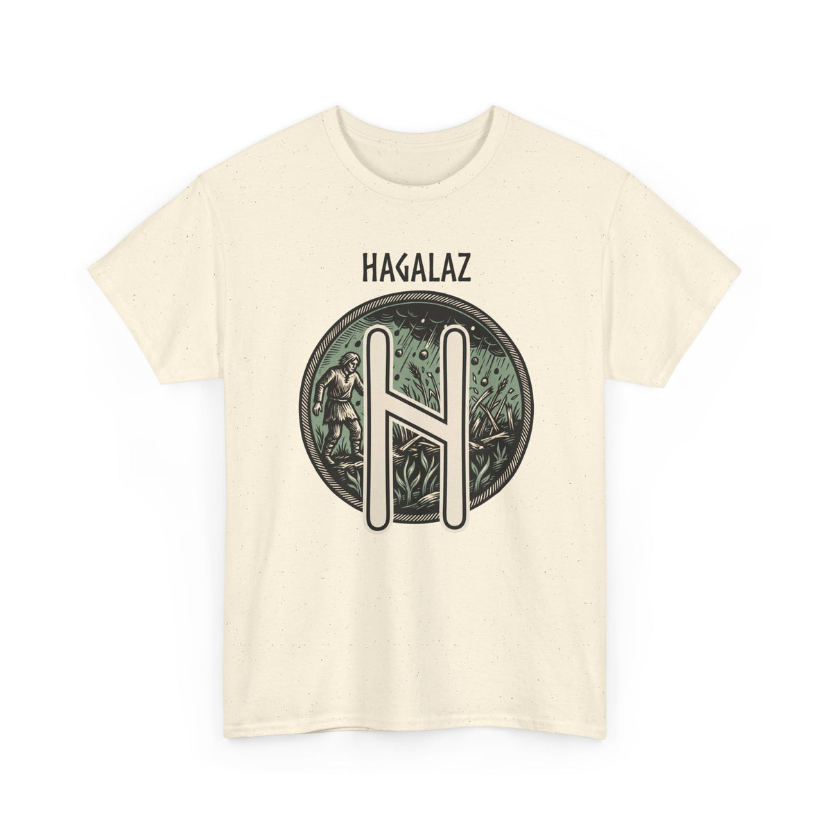 Hagalaz Rune Nordic Graphic T-Shirt - Heavy Cotton Classic Fit Tee - Unisex White