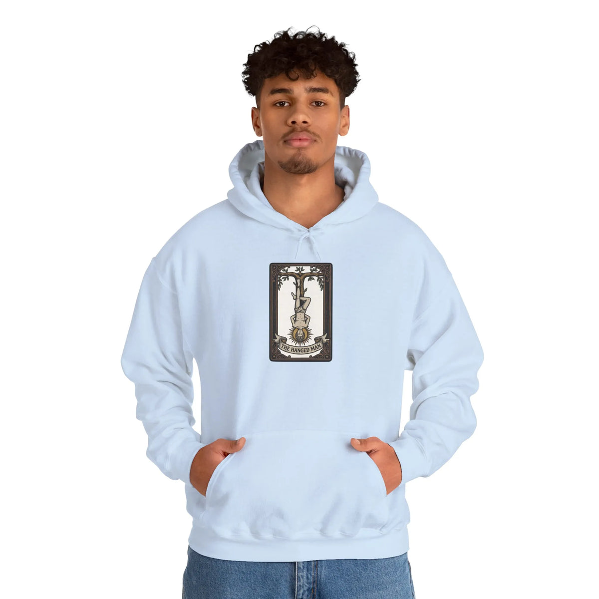 The Hanged Man Tarot Card Hoodie - Heavy Blend Fleece Pullover - Unisex White