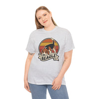 Retro 70s Sunset Beagle Graphic T-Shirt - Heavy Cotton Classic Fit Tee - Unisex White