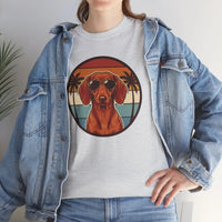 Cool Dachshund 70s Sunset Aviator T-Shirt - Heavy Cotton Classic Fit Tee - Unisex White