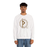 Thurisaz Rune Thorn Defense Sweatshirt - Heavy Blend Cotton Poly Crewneck - Unisex White
