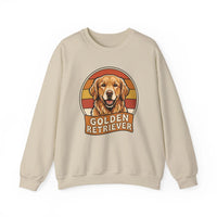 Golden Retriever Retro 70s Sunset Sweatshirt - Heavy Blend Fleece Crewneck - Unisex Ash