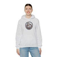 Norse Woodcut Runestone Hound Hoodie - Heavyweight Cotton Blend Pullover - Unisex White