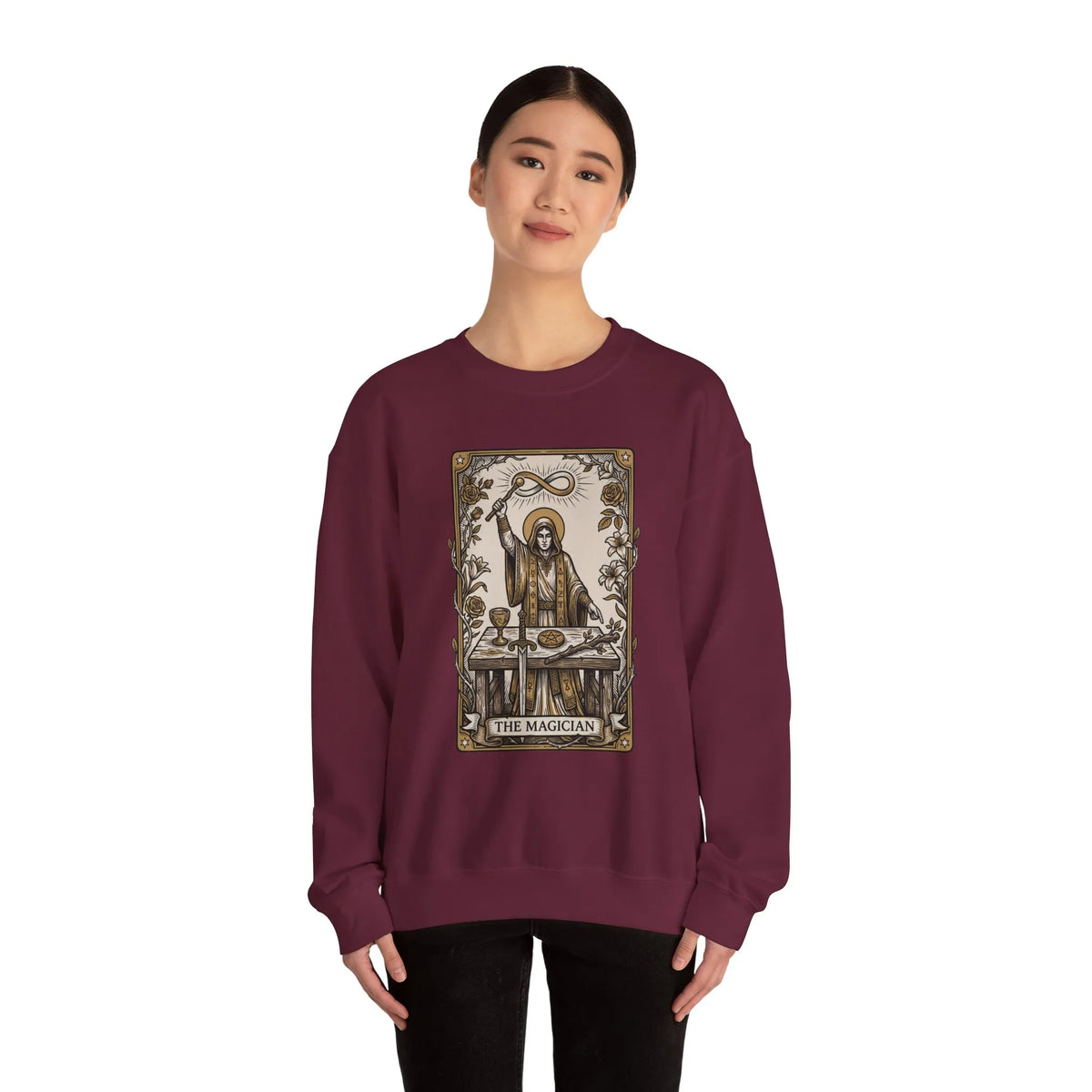 The Magician Tarot Card Sweatshirt - Heavy Blend Fleece Crewneck Pullover - Unisex Warm White