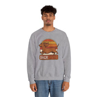 Retro 70s Sunset Dachshund Sweatshirt - Heavy Blend Cotton Blend Crewneck - Unisex White