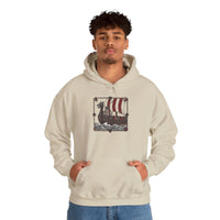 Viking Berserker Cats Longship Hoodie - Warm Cotton-Poly Fleece Pullover - Unisex White