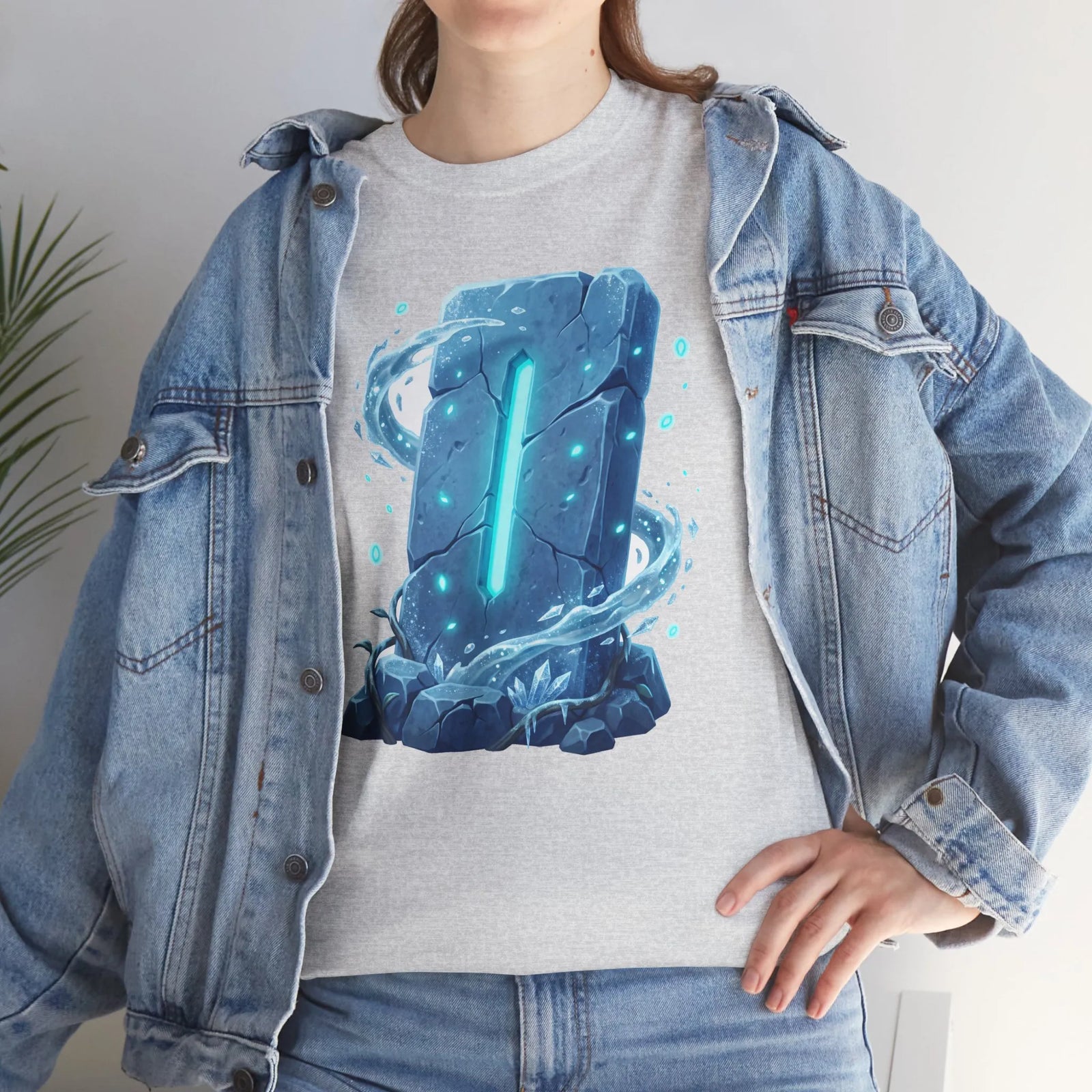 Glowing Isa Ice Rune T-Shirt - Heavy Cotton Classic Fit Tee - Unisex White