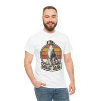 Great Dane Retro 70s Sunset Graphic T-Shirt - Heavy Cotton Classic Fit Tee - Unisex White