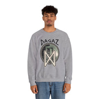 Dagaz Rune Dawn Dusk Graphic Sweatshirt - Heavyweight Cotton Poly Blend Crewneck - Unisex White
