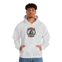 Skull Throne Rocker Dogs Graphic Hoodie - Heavy Blend Fleece Pullover - Unisex White