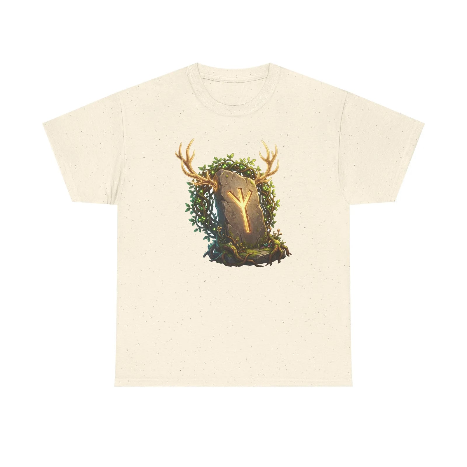Elhaz Rune Elk Protection T-Shirt - Heavy Cotton Classic Fit Tee - Unisex White