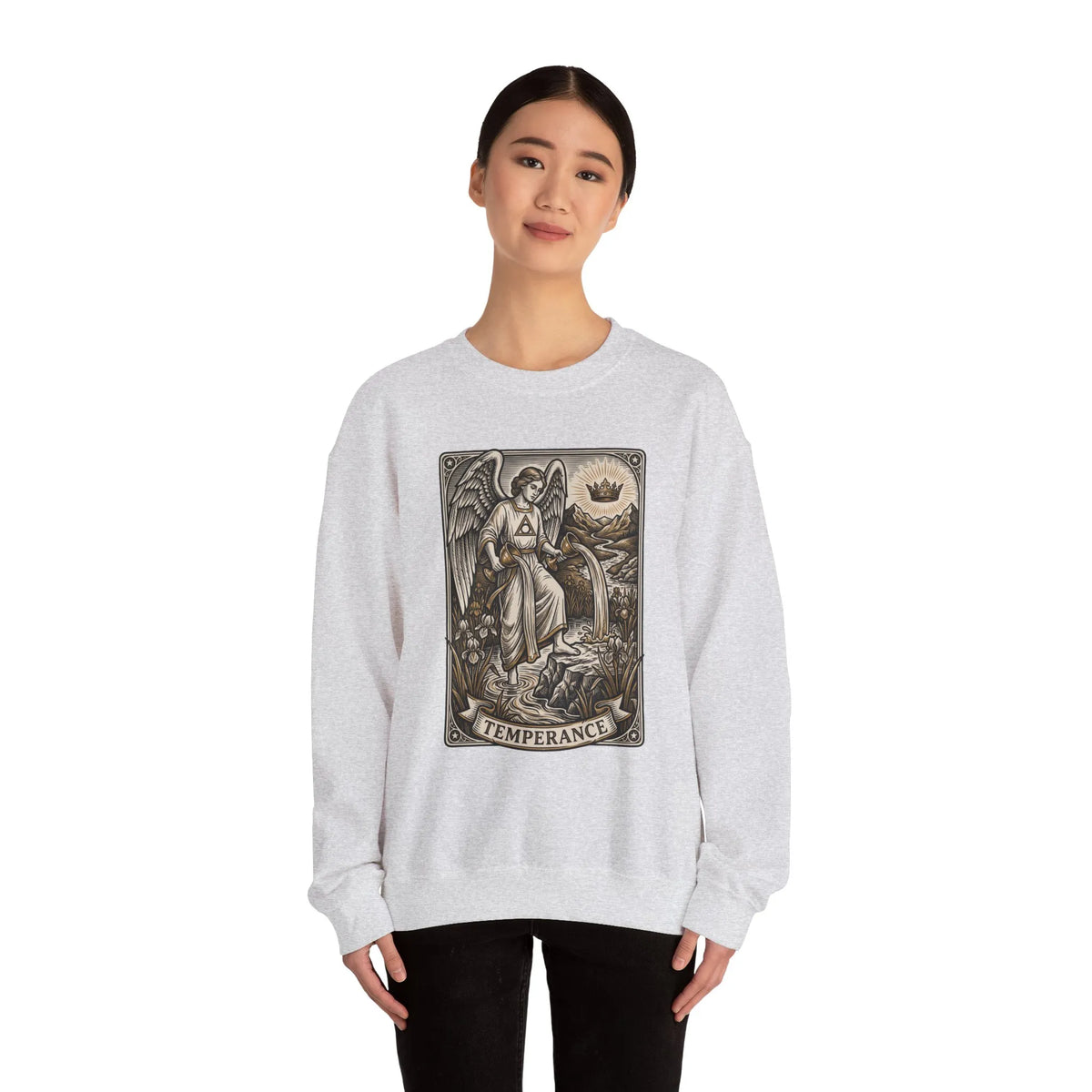Temperance Tarot Card Angel Sweatshirt - Heavy Blend Fleece Crewneck - Unisex White