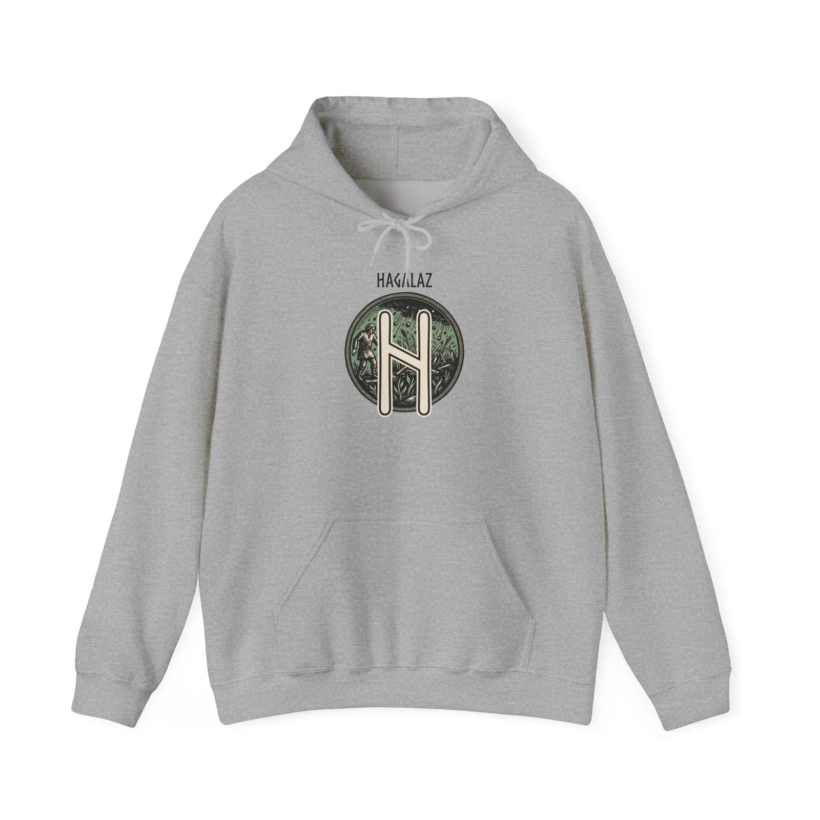Hagalaz Rune Symbol Hoodie - Soft Heavy Blend Fleece Pullover - Unisex White