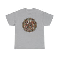 Norse Knotwork Hound Wolves T-Shirt - Heavy Cotton Classic Fit Tee - Unisex White