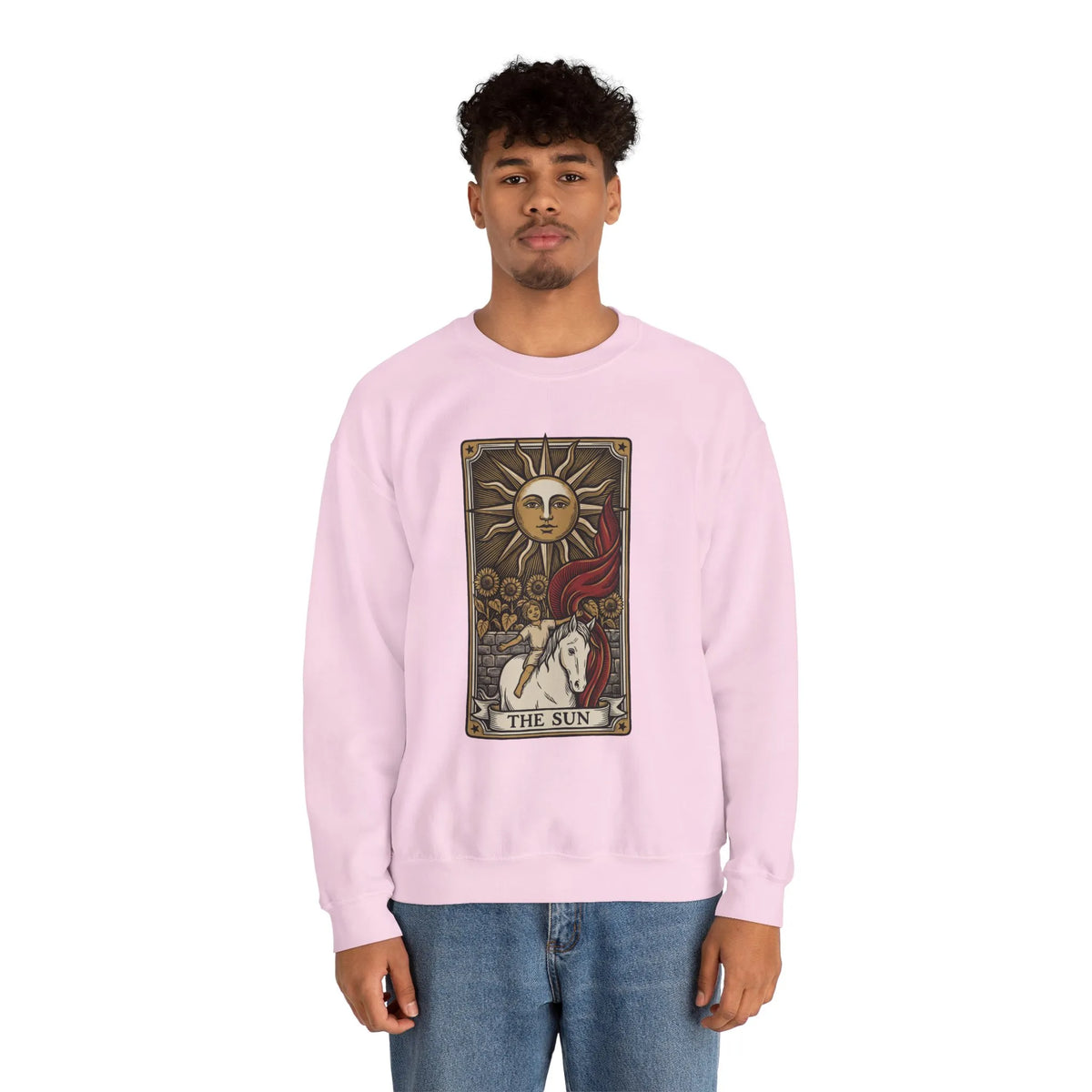 The Sun Tarot Card Sweatshirt - Heavy Blend Fleece Crewneck - Unisex White