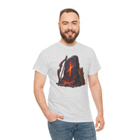 Nauthiz Rune Need-Fire Graphic T-Shirt - Heavyweight 100% Cotton Classic Fit - Unisex White