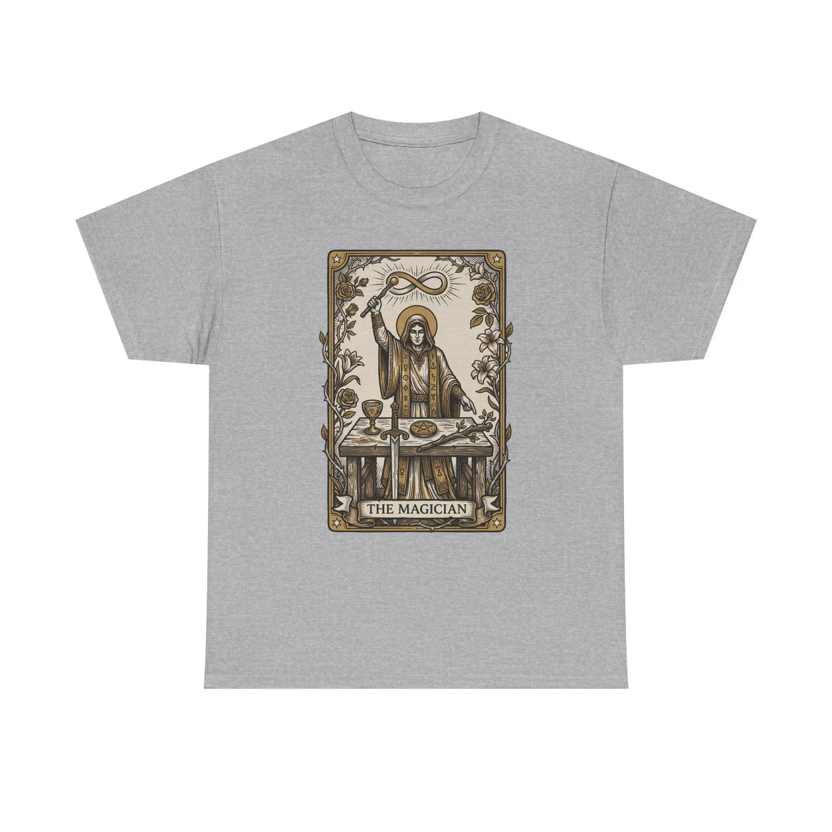 The Magician Tarot Card T-Shirt - Heavyweight 100% Cotton Classic Tee - Unisex White