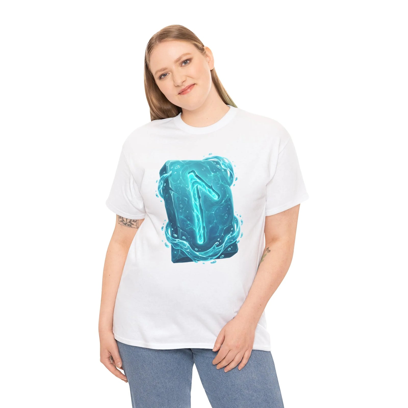 Laguz Water Rune Intuition Graphic T-Shirt - Heavy Cotton Classic Fit Tee - Unisex White