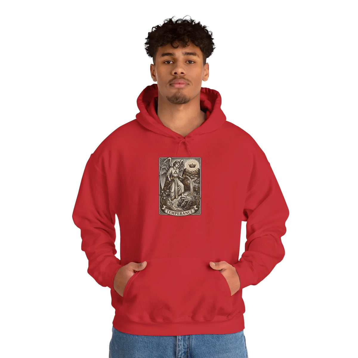 Temperance Tarot Card Hoodie - Heavy Blend Fleece Pullover - Unisex White