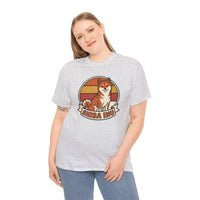 Shiba Inu Retro Sunset Graphic T-Shirt - Heavyweight Cotton Classic Fit - Unisex White